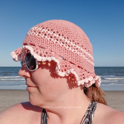 crochetpinkbuckethatonwoman27shead