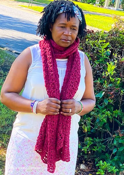 Crochet lacy scarf