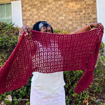 Edna’s Ruby Crochet Lace Scarf