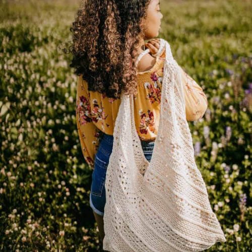 bias crochet tote bag