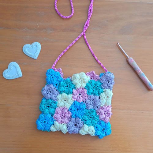 crochet puff flower bag free pattern