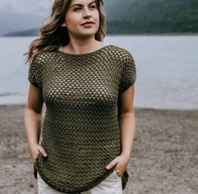 honeycomb mesh crochet top