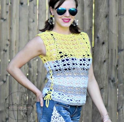 sunshine and lace crochet tank top