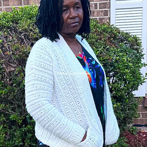 Acrylic yarn crochet cardigan