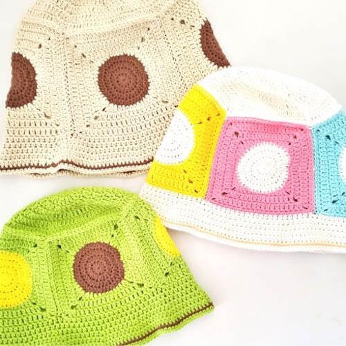 Crochet Dot Square Bucket Hat FreePattern