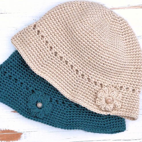 Crochet Womens Hat Flower Cloche