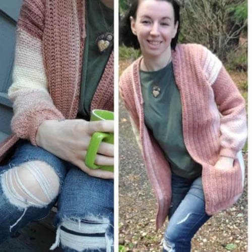 caramel fog crochet cardigan