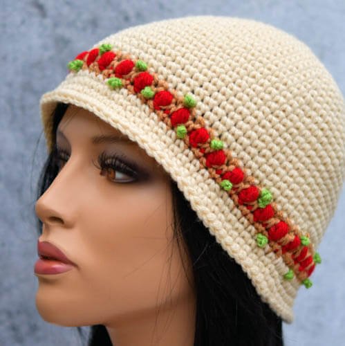 rosebud crochet bucket hat